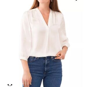 NWT Vince Camuto White V-Neck Blouse